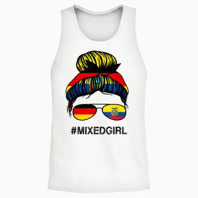 Ecuador Deutschland Flagge Ecuadorianisch Deutsch Messy Bun Unisex Tank Top - White