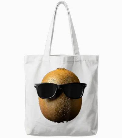 Cool Kiwi Wearing Sunglasses Funny Fruit Tote Bags - White