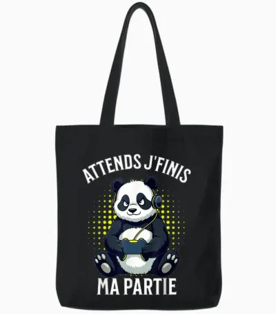 Video Games Panda Gaming Boy Gamer T-Shirt, Black, S Tote Bags - Black