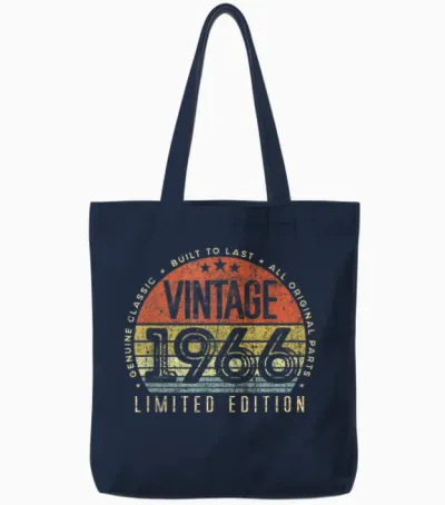 Vintage 1966 Limited Edition Retro Made in 1966 Men Women Tote Bags - Navy