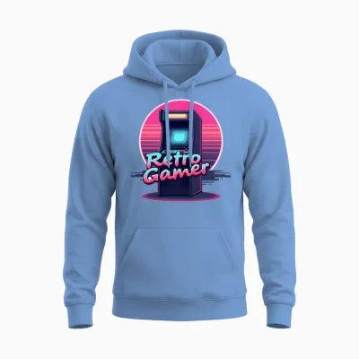 Retro Gamer in Retro Style Oldschool Gamer Unisex Hoodie - Carolina Blue