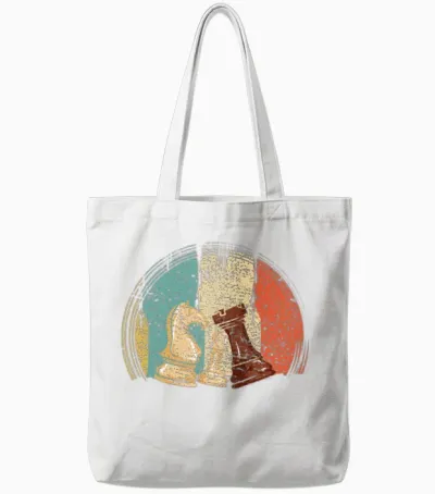 Chess Pieces Chess Retro Tote Bags - White
