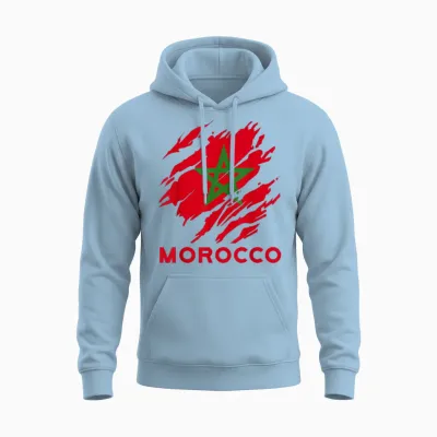 Marokko Flagge Vintage Stil Retro Marokko Fußball Mor Unisex Hoodie - Light Blue