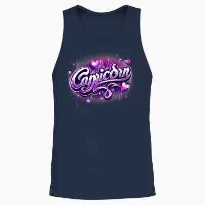 Zodiac Sign Capricorn Pink and Purple Unisex Tank Top - Navy