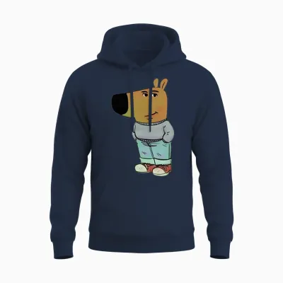 T-Shirt - Chill Guy Entspannter Typ - Unisex Erwachsene - Schwarz - S - Kurzarm - Klassisch - Cartoon - Lustiges Design Für Meme Fans Unisex Hoodie - Navy