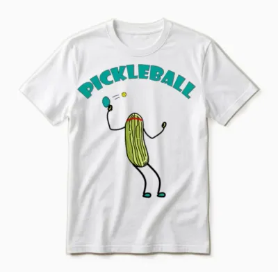 Funny Pickle Playing Pickleball Unisex T-Shirt - White