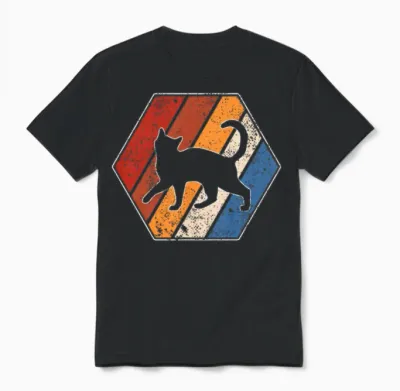 Cat Retro Unisex T-Shirt - Black