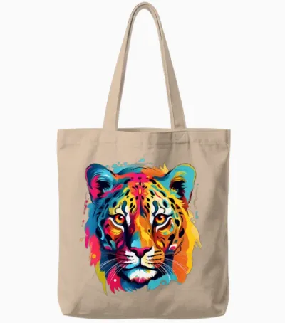 Retro Tiger Tote Bags - Natural