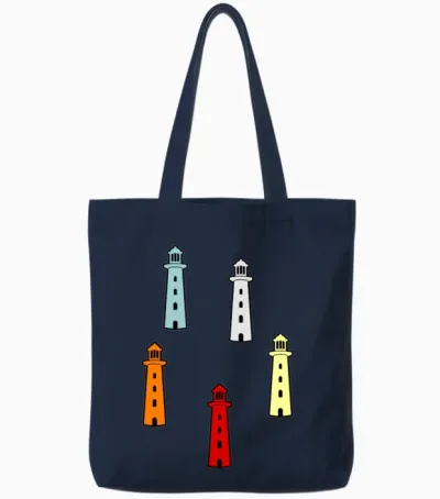 Funny Lighthouse Gift Tote Bags - Navy