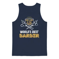 This Lady Is World's Best Barber Fashion Unisex Tank Top - Navy – 1