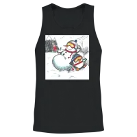 Snowman & Penguin Chilling by Black Sheep Graphix Unisex Tank Top - Black – 2
