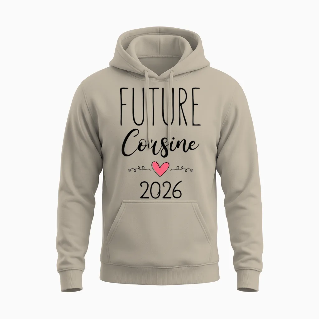 Enfant Je Serai Future Cousine En 2026 - Surprise Bébé Coming Unisex Hoodie in Sand