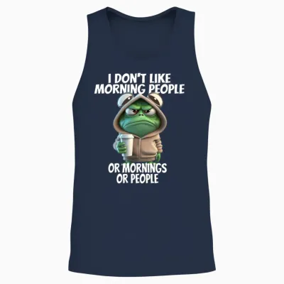 Funny Frog Design for I Don't Like Morning People Unisex Tank Top - Navy