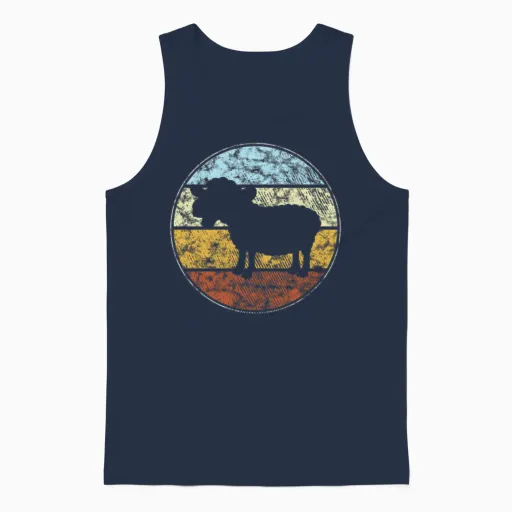 Sheep Retro Unisex Tank Top - Navy