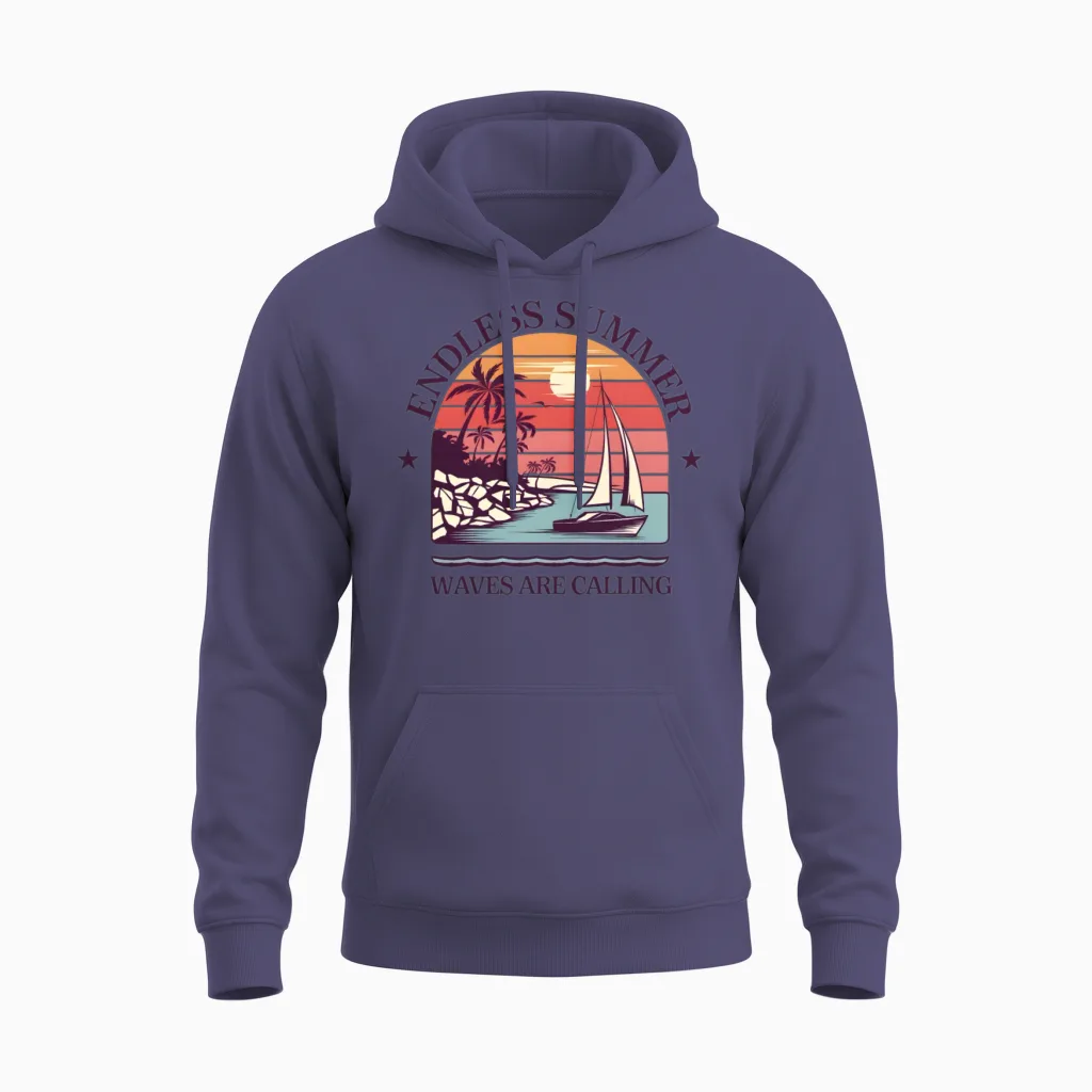 Waves Are Calling 1 Unisex Hoodie in Heather Sport Dark Navy