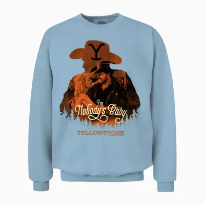 Yellowstone I'm Nobody's Baby Rip Wheeler Beth Dutton T-Shirt, Black, S Unisex Sweatshirt - Light Blue