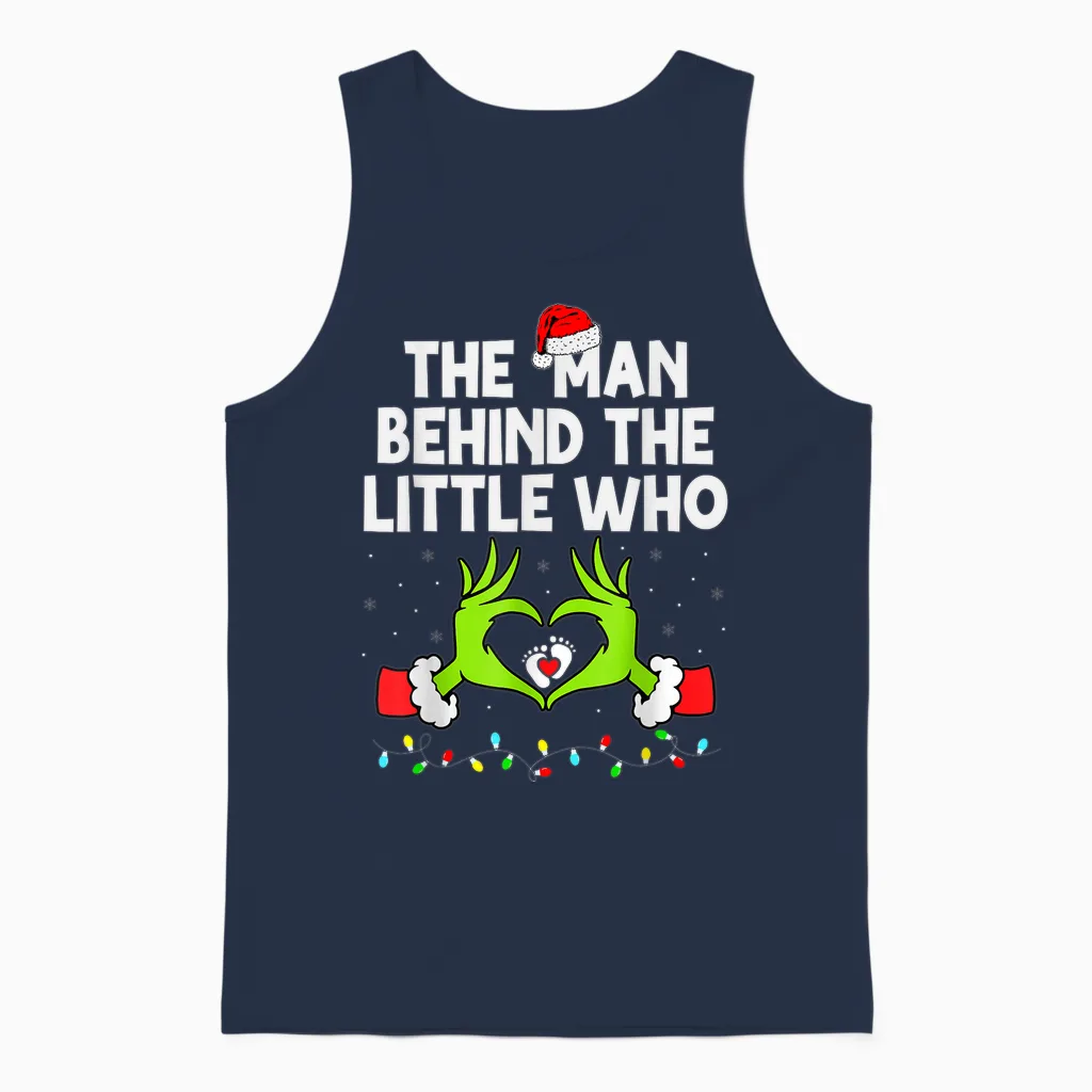 The Man Behind the Little Who Christmas Pregnancy Unisex Tank Top in Navy