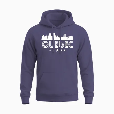 Retro Quebec Skyline Unisex Hoodie - Heather Sport Dark Navy