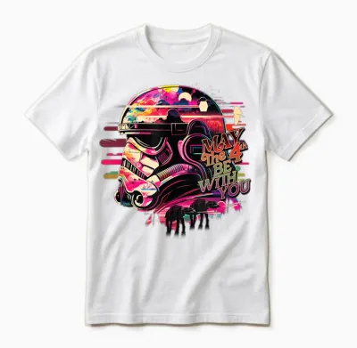 Star Wars May the 4th Be with You Stormtrooper & At-At Vivid Unisex T-Shirt - White