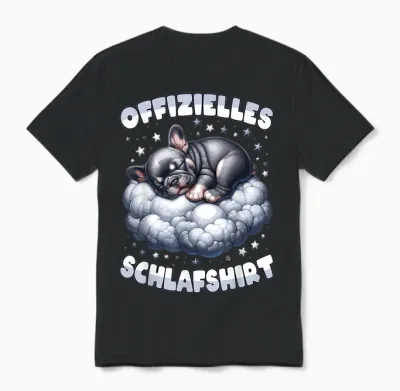 Offizielles Schlafshirt Französische Bulldogge Schlafanzug Unisex T-Shirt - Black