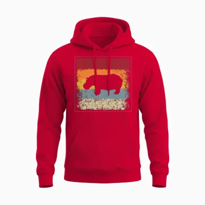Hippo Retro Unisex Hoodie - Red