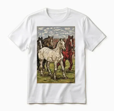 Horses in the Field Unisex T-Shirt - White