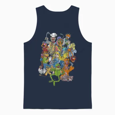 Disney the Muppets Main Characters Distressed Group Shot Unisex Tank Top - Navy