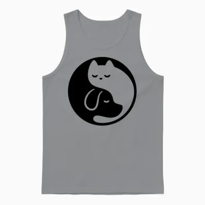 Yin Yang Cat and Dog Unisex Tank Top - Sport Grey
