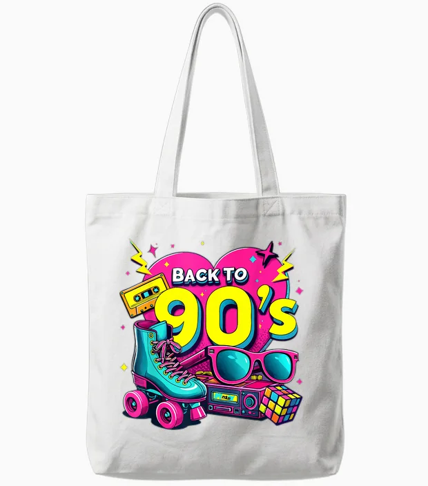 Retro Back to '90s 1990s Cool Outfits Costume Party 90s Tote Bags in White