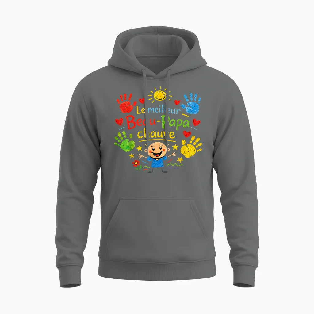 Gift Beautiful Bald Dad Funny Father's Day Christmas Unisex Hoodie in Graphite Heather