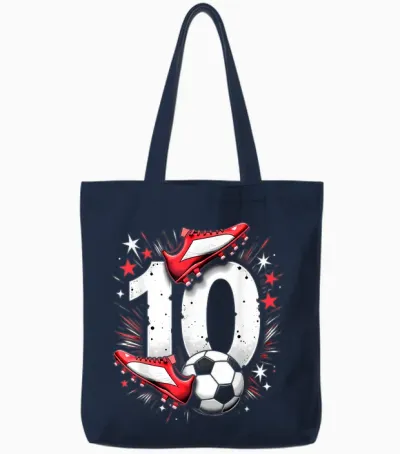 10. Geburtstag Fußball Jungen Grün Tote Bags - Navy