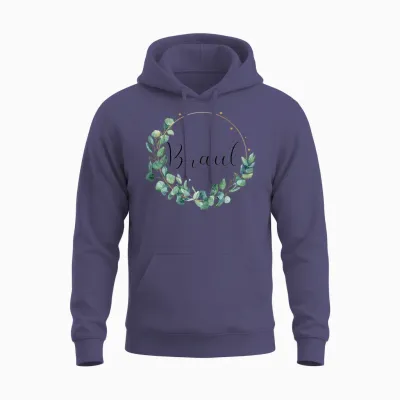 Bride to Be Stag Night Wedding Eucalyptus T-Shirt, White Unisex Hoodie - Heather Sport Dark Navy