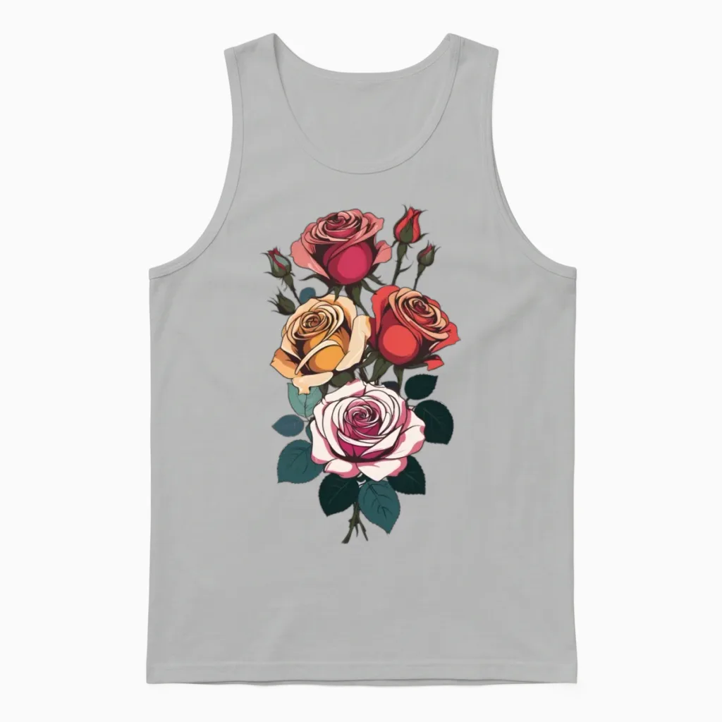 Vintage Rose Bouquet - Floral & Botanical Unisex Tank Top in Ash
