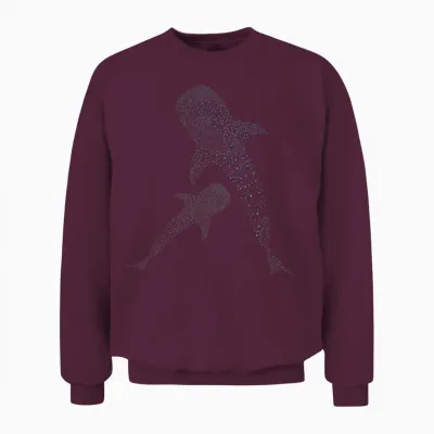 Whale Shark T-Shirt, Black Unisex Sweatshirt - Maroon