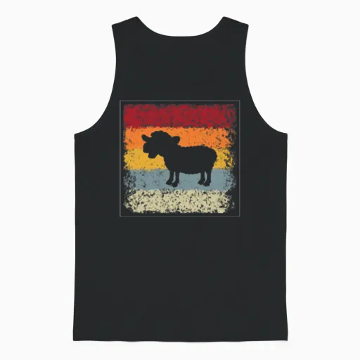 Sheep Retro Unisex Tank Top in Black