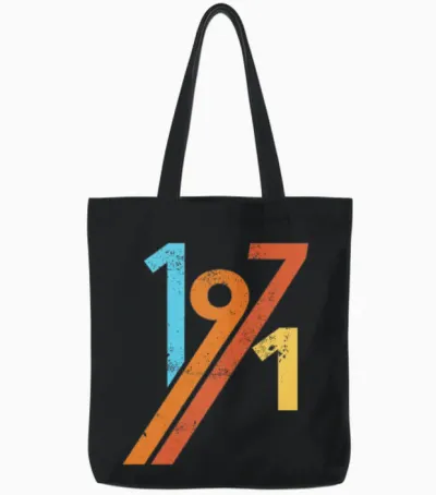 1971 Vintage Retro Birthday Tote Bags - Black