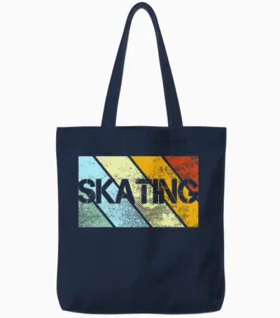 Skating Retro Tote Bags - Navy
