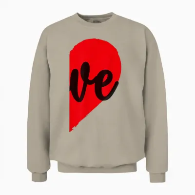 Couple Half Heart Love Funny Valentine's Day Women Men Adult Unisex Sweatshirt - Sand