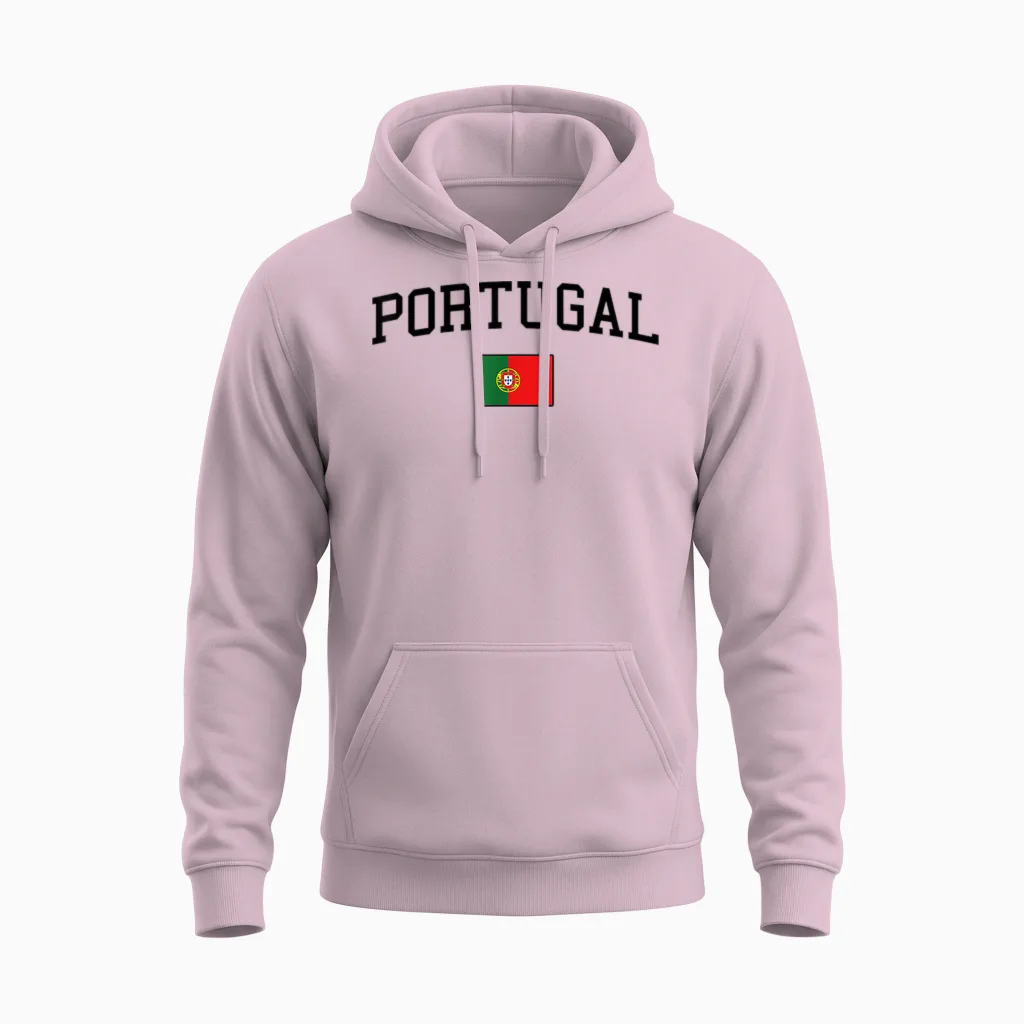 Portugiesische Flagge Herren Damen Kinder Portugal Unisex Hoodie in Light Pink