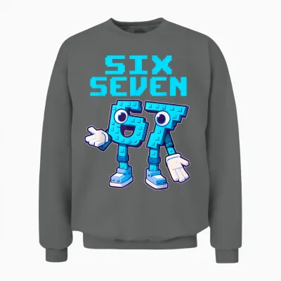 67 Six Seven 6-7 Funny Italian Brain Red Kids Gaming Meme Unisex Sweatshirt - Graphite Heather
