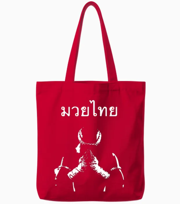 Muay Thai Boxing T-Shirt Muay Thai Fighter Gift Muay Thai T-Shirt, Black Tote Bags in Red