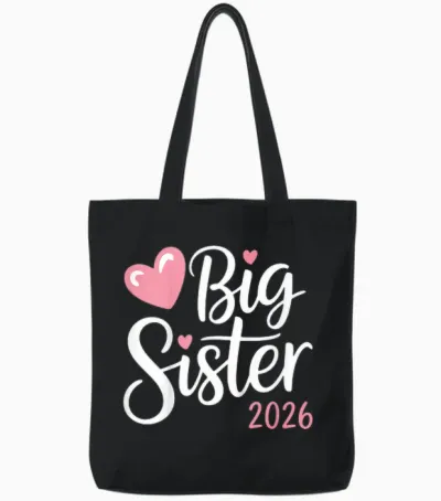 Children's Big Sister Big Sister 2026 Tote Bags - Black
