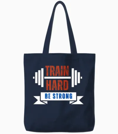 Train Hard, Be Strong Tote Bags - Navy
