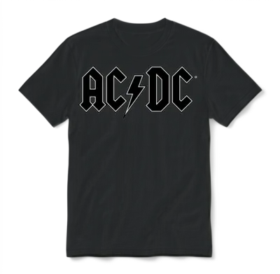 Ac/dc Black Logo with Lightning Bolt Unisex T-Shirt - Black