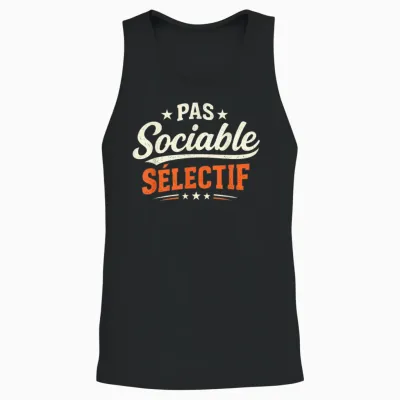 Men's Gift Humour Original Funny Not Sociable Selective Unisex Tank Top - Black