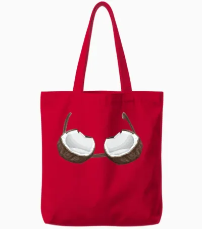 Funny Coconut Summer Coconuts Bra Funny Halloween Tote Bags - Red
