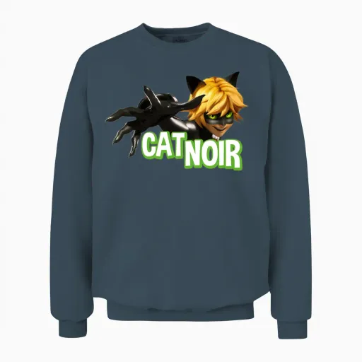 Miraculous Cat Noir Adrien Pose Unisex Sweatshirt in Dark Heather