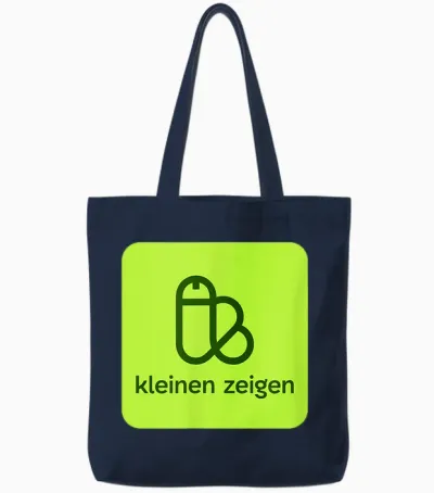Little Show Funny Satire Motif T-Shirt, Black Tote Bags - Navy
