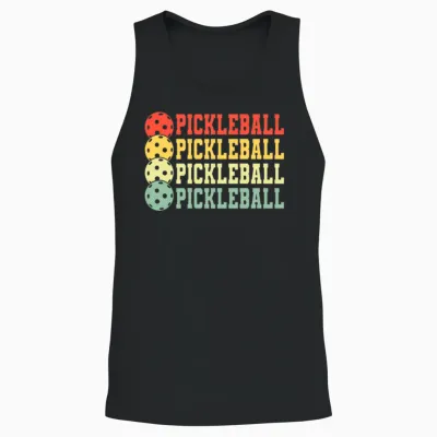 Retro Style Pickleball Unisex Tank Top - Black