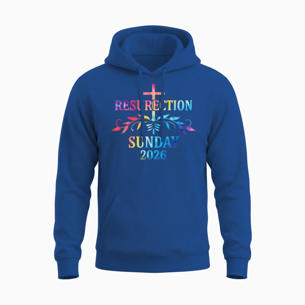 Croix Colorée De Pâques Du Dimanche De La Résurrection 2026 Unisex Hoodie in Royal